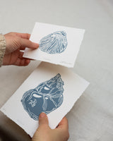 The Whelk Lino Print Artwork Louisa Katherine Thomson Studio
