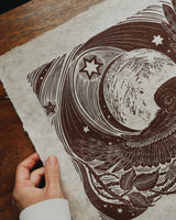 Tawny Owl Original Lino Print