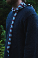 Merino Wool Neck Tie in Burgundy Stripe Knitwear The Tartan Blanket Co