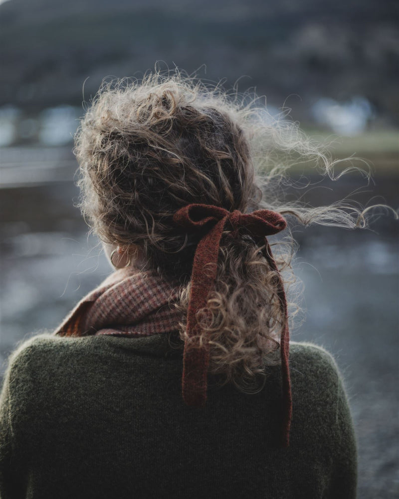 Knitted Hair Ribbon - Rust