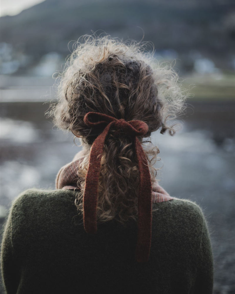 Knitted Hair Ribbon - Rust