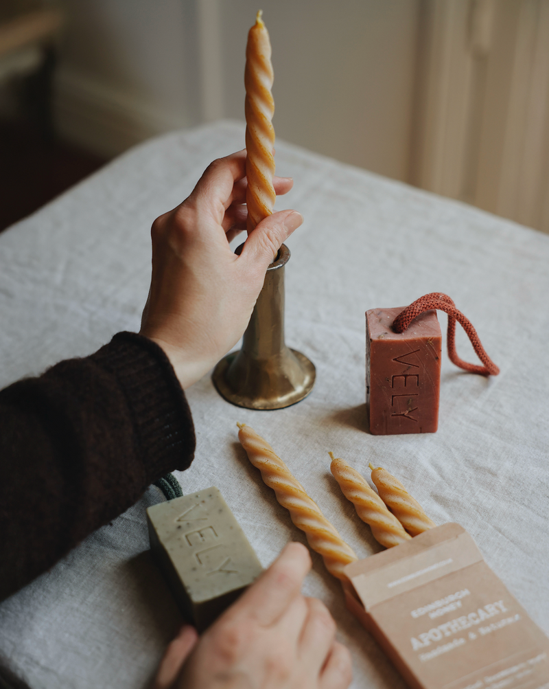 Twisted Beeswax Candle Set of 4 Homeware Edinburgh Honey Company