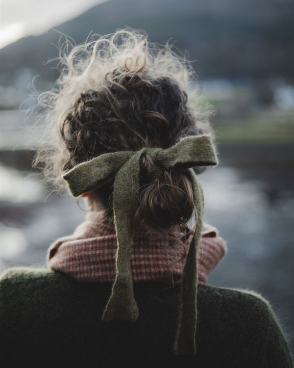 Knitted Hair Ribbon - Asparagus