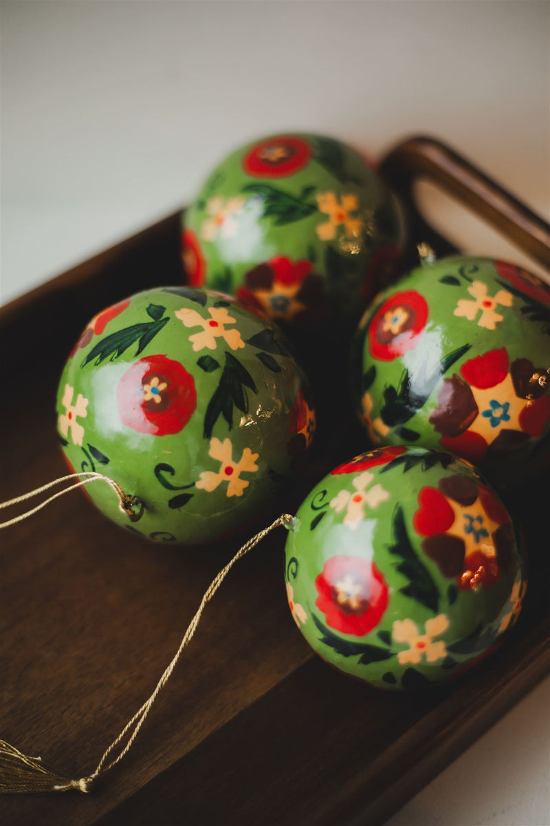Handmade Paper Mache Bauble - Green Homeware Madam Stoltz