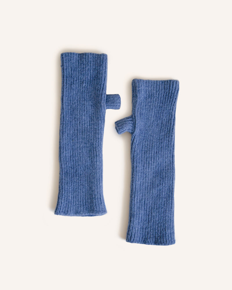 Blue Denim Lambswool Wrist Warmers Accessories Island Nation   