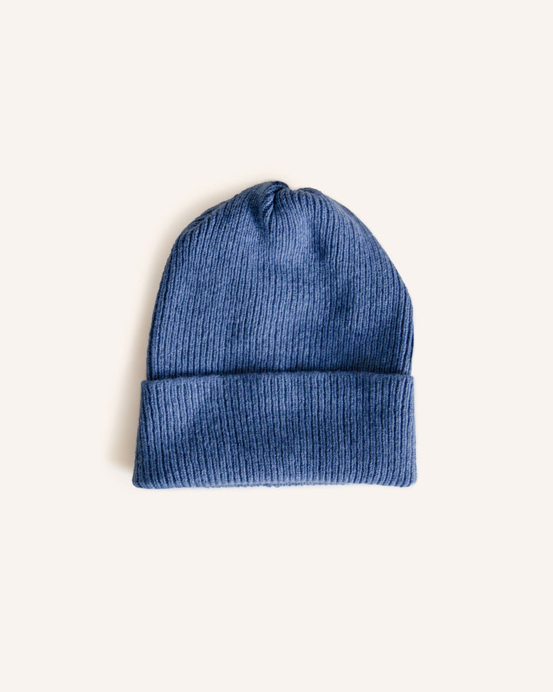 Blue Denim Lambswool Beanie Hat