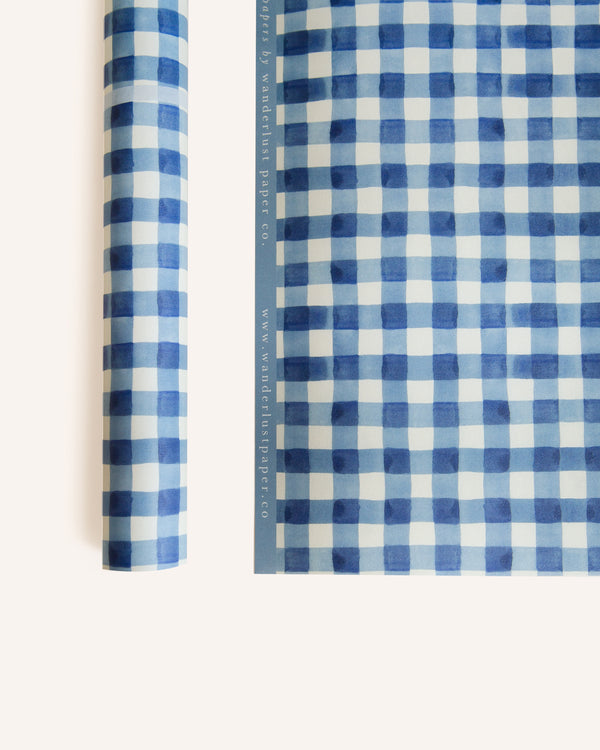 Blue Gingham Wrapping Paper