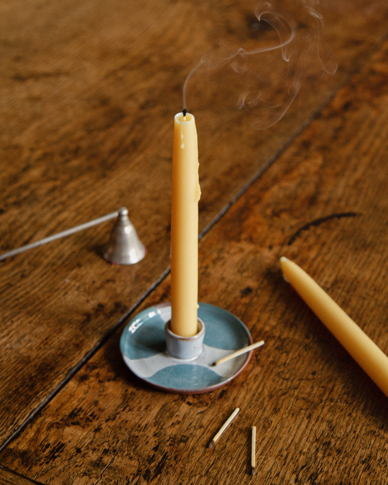 A pair of Beeswax Tall Candles Homeware Moorlands Candles   