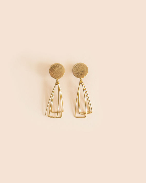 Buoy with Three Hanging Triangles Earrings
